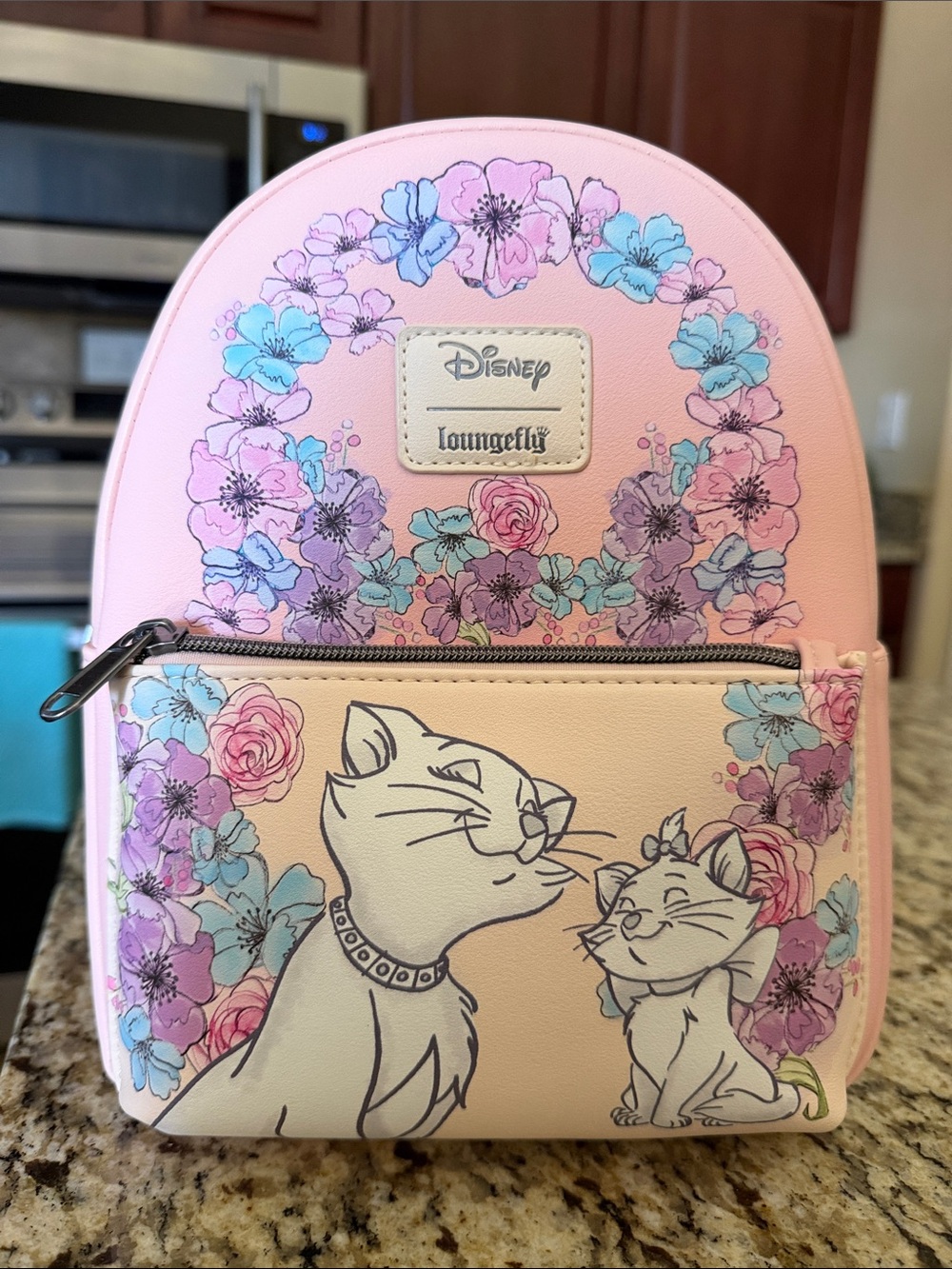 Loungefly Disney Pink Floral Aristocats Duchess and Marie Mini Backpack